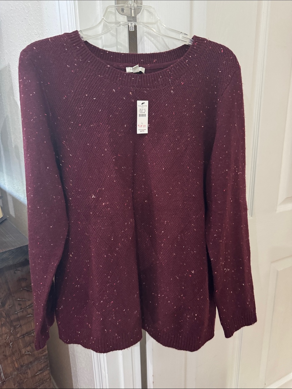 Talbots Burgundy Speckled Crewneck Sweater